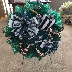 Eagles Football Green and White Wreath